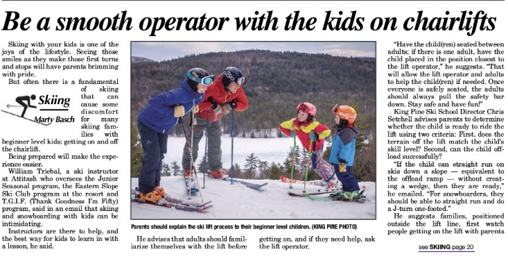 King Pine Featured In “Kids On Chairlifts” Tips Article